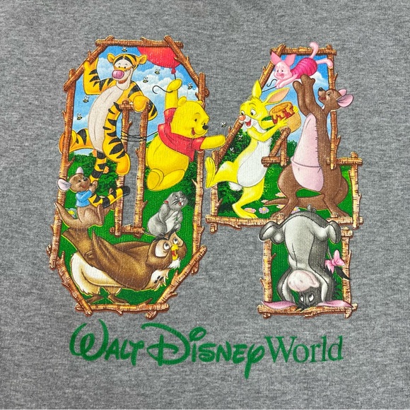Vtg Walt Disney Winnie The Pooh Crewneck Sweatshirt Sz Small Y2K Grey B3 - Picture 3 of 8